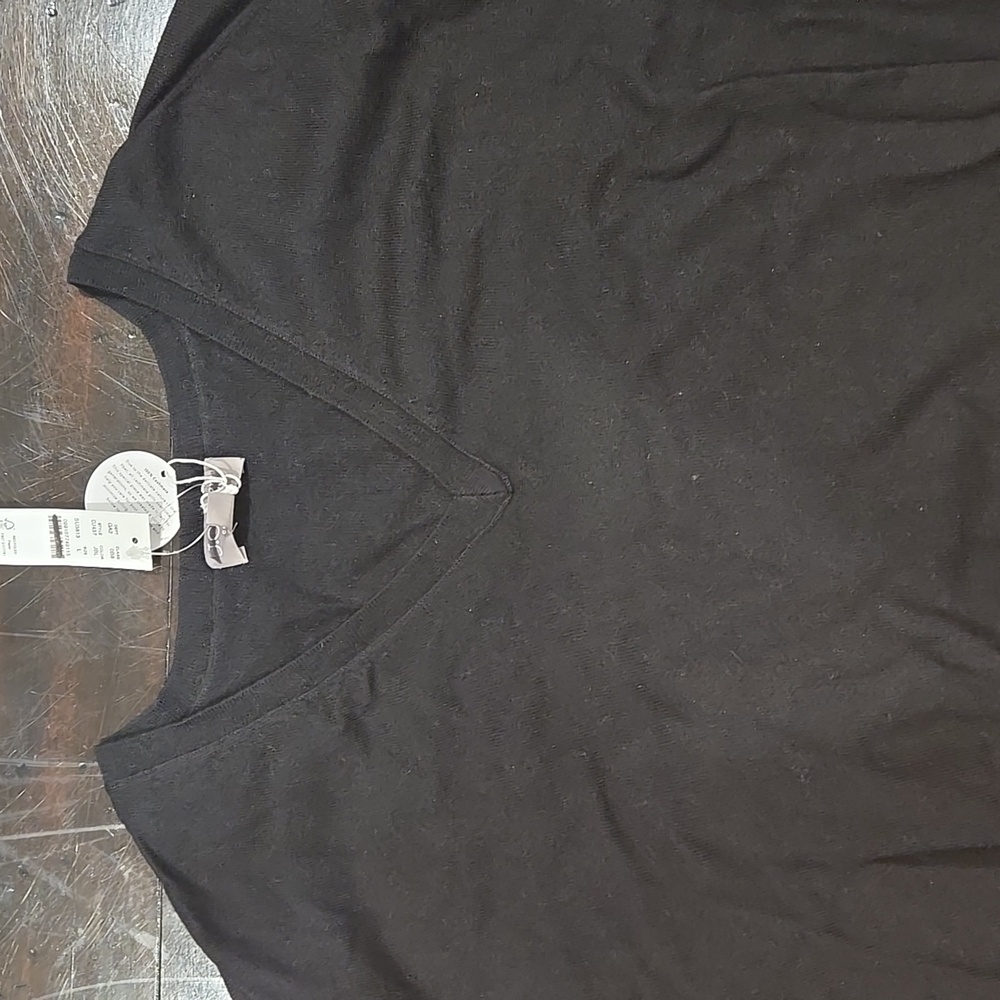NWT J Crew Oversized Featherweight Cashmere V-Neck Sweater Black L - Picture 3 of 3